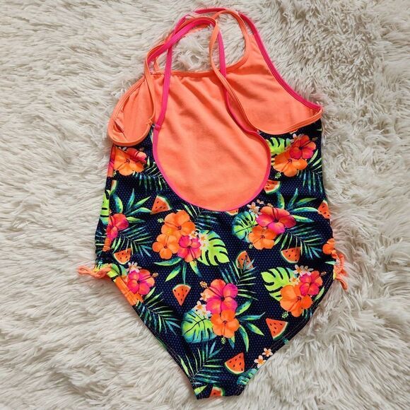 Wonder Nation Swimsuit Girls One Piece Size XL Orange Multicolor - Picture 3 of 7